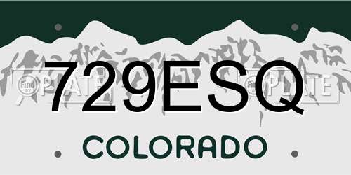 729ESQ Colorado License Plate
