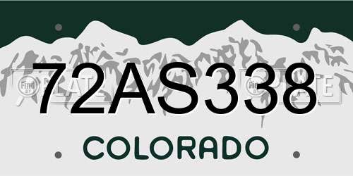 72AS338 Colorado License Plate