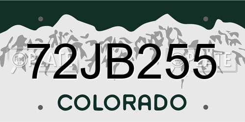 72JB255 Colorado License Plate