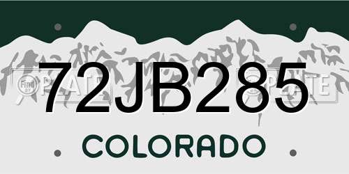 72JB285 Colorado License Plate
