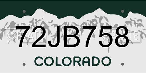 72JB758 Colorado License Plate