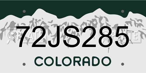 72JS285 Colorado License Plate