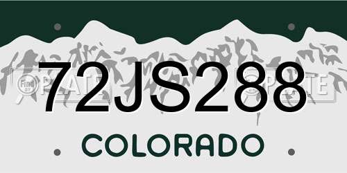 72JS288 Colorado License Plate