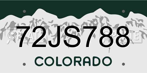 72JS788 Colorado License Plate