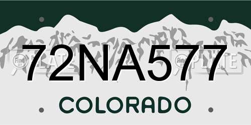 72NA577 Colorado License Plate