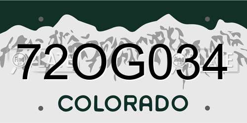 72OG034 Colorado License Plate