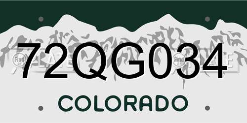 72QG034 Colorado License Plate