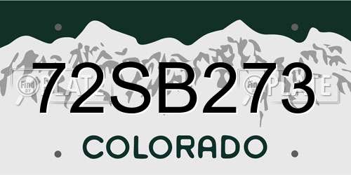 72SB273 Colorado License Plate