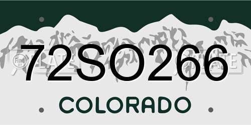 72SO266 Colorado License Plate