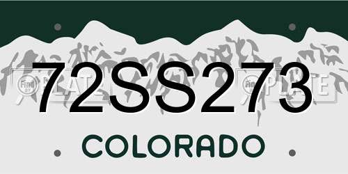72SS273 Colorado License Plate