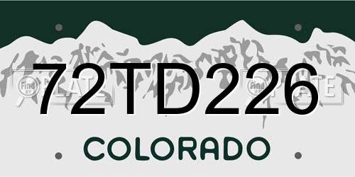 72TD226 Colorado License Plate