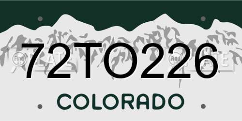 72TO226 Colorado License Plate