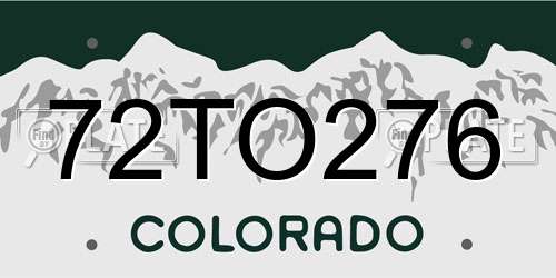 72TO276 Colorado License Plate