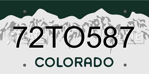 72TO587 Colorado License Plate