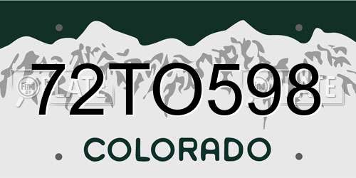 72TO598 Colorado License Plate