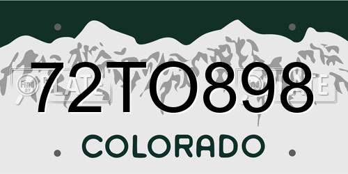 72TO898 Colorado License Plate