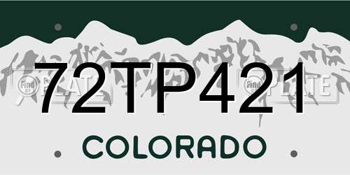 72TP421 Colorado License Plate