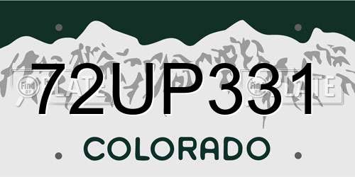 72UP331 Colorado License Plate