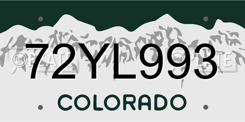 72YL993 Colorado License Plate