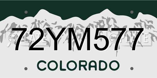 72YM577 Colorado License Plate