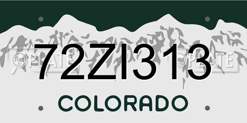 72ZI313 Colorado License Plate