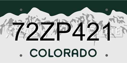 72ZP421 Colorado License Plate