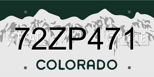 72ZP471 Colorado License Plate