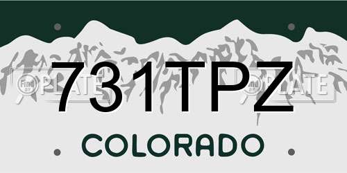 731TPZ Colorado License Plate