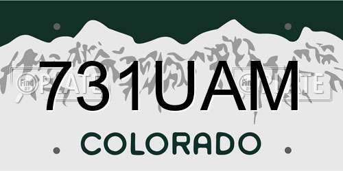 731UAM Colorado License Plate