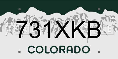 731XKB Colorado License Plate