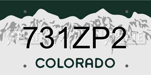 731ZP2 Colorado License Plate