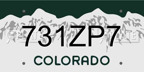 731ZP7 Colorado License Plate