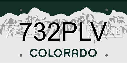 732PLV Colorado License Plate