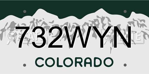 732WYN Colorado License Plate