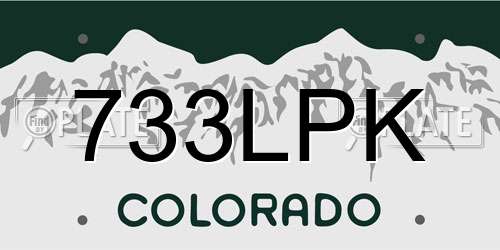 733LPK Colorado License Plate