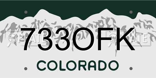 733OFK Colorado License Plate