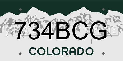 734BCG Colorado License Plate
