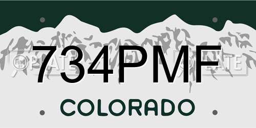 734PMF Colorado License Plate