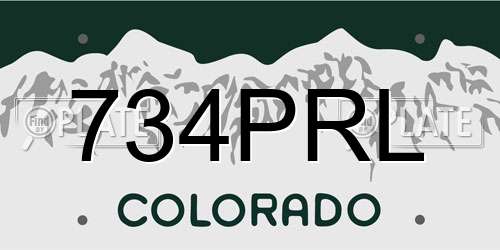 734PRL Colorado License Plate