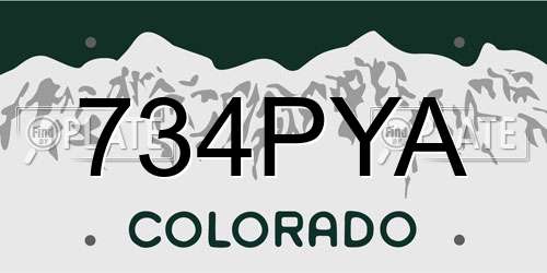 734PYA Colorado License Plate