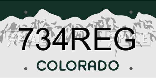 734REG Colorado License Plate