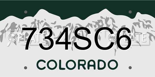 734SC6 Colorado License Plate