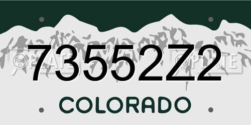 73552Z2 Colorado License Plate