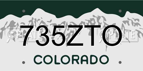 735ZTO Colorado License Plate