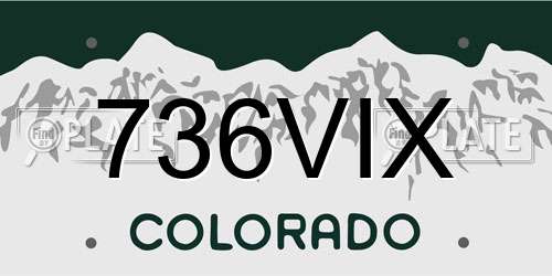 736VIX Colorado License Plate