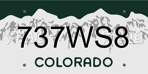 737WS8 Colorado License Plate