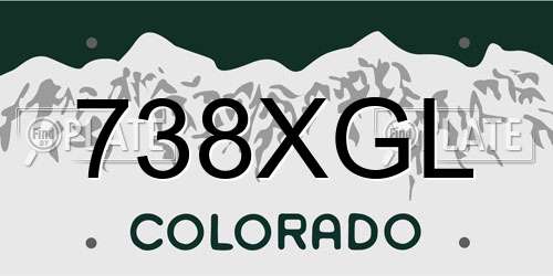 738XGL Colorado License Plate