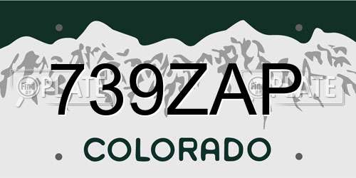 739ZAP Colorado License Plate