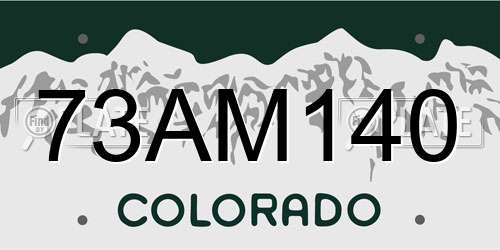 73AM140 Colorado License Plate