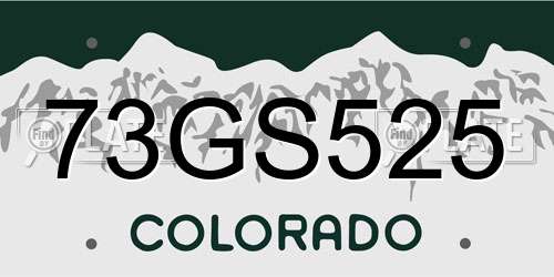 73GS525 Colorado License Plate